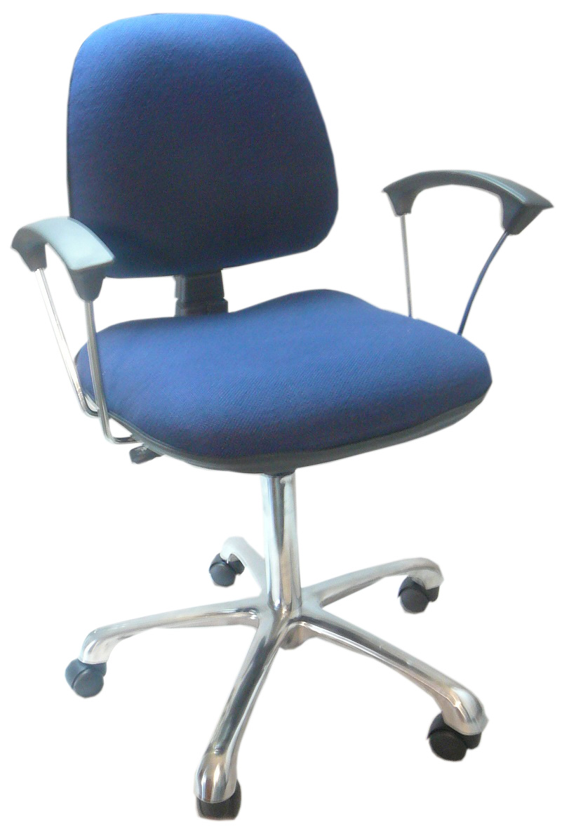 ESD Safe Fabric Chair with ESD plastic wheels and armrests (blue)